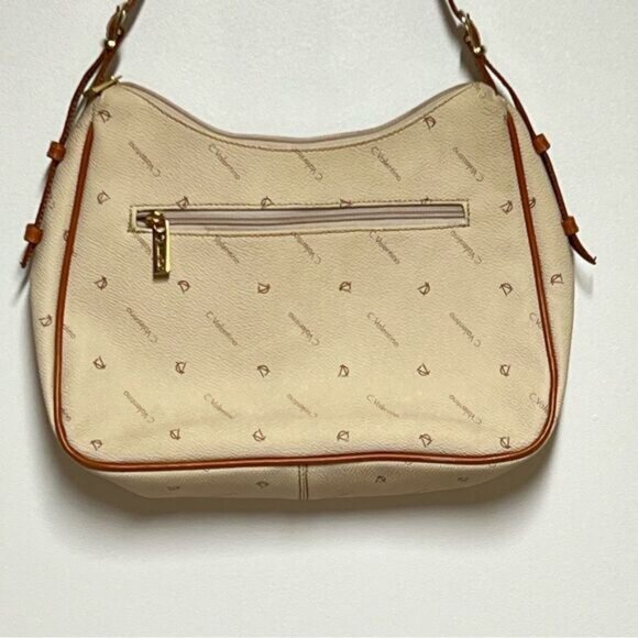 Vintage C  Valentino Leather Monogrammed Shoulder Bag Beige Tan - Picture 3 of 7